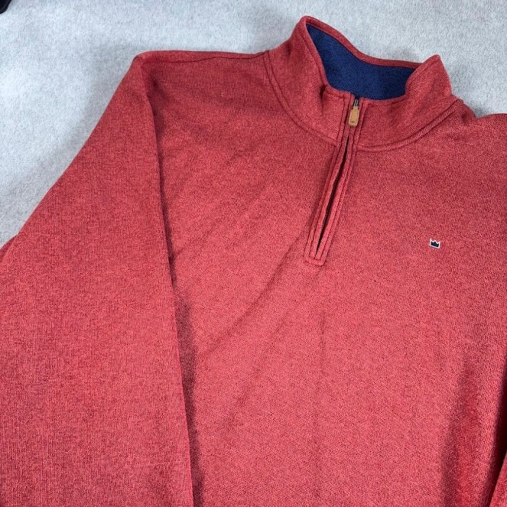 Crown & Ivy Pullover Mens 2XL Red Heather Solid 1/4 Zip Fleece Mock Neck Logo